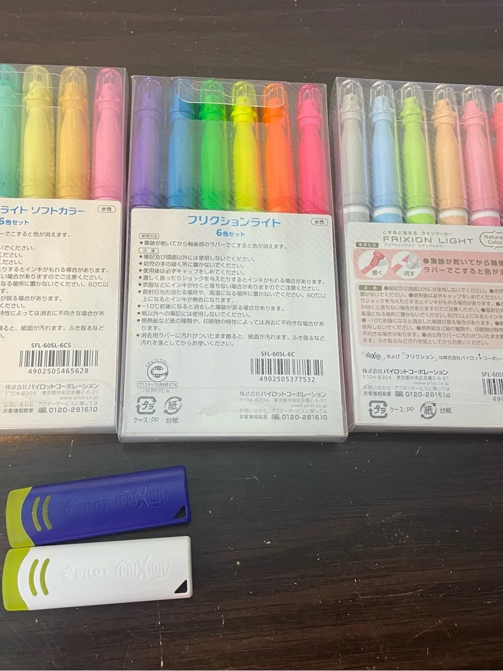 Pilot FriXion Light Pastel and Neon Highlighter Sets - Multicolor Three Pack Lot